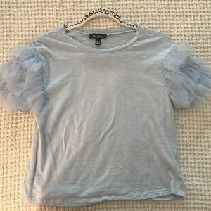 Anthropologie Tulle Sleeve Tshirt